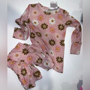 Pink Floral Smiley Face Fabric